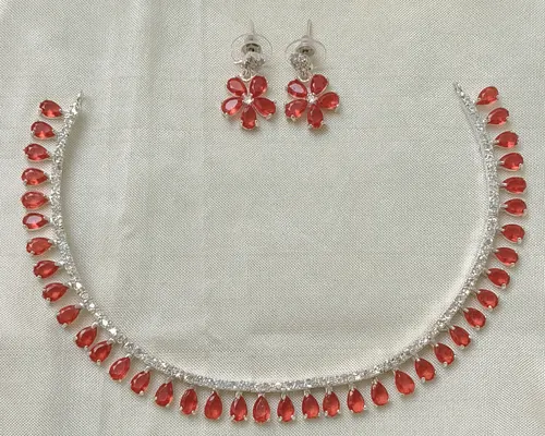 AD-Stone Choker -Silver Finish